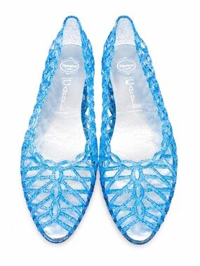 Jeffrey Campbell Havana Jelly Ballet Flats - Blue Glitter size 9 (fits like 8.5)